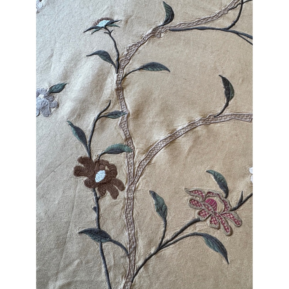VTG Eastern Accents KING Duvet & Pillow Shams Set Silk embroidered Floral Gold - Picture 14 of 16